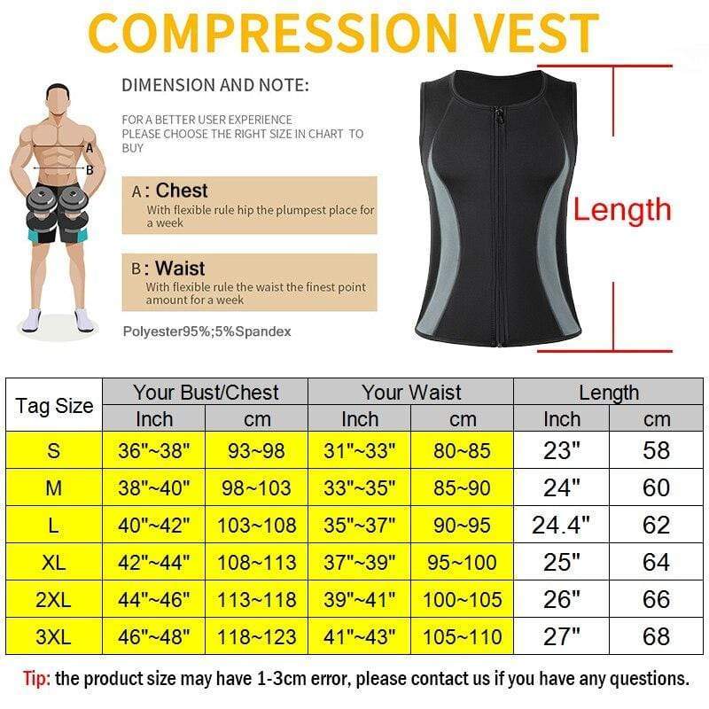 Men Slimming Body Shaper / Sweat Vest | Gynecomastia Moobs Undershirt Waist Trainer