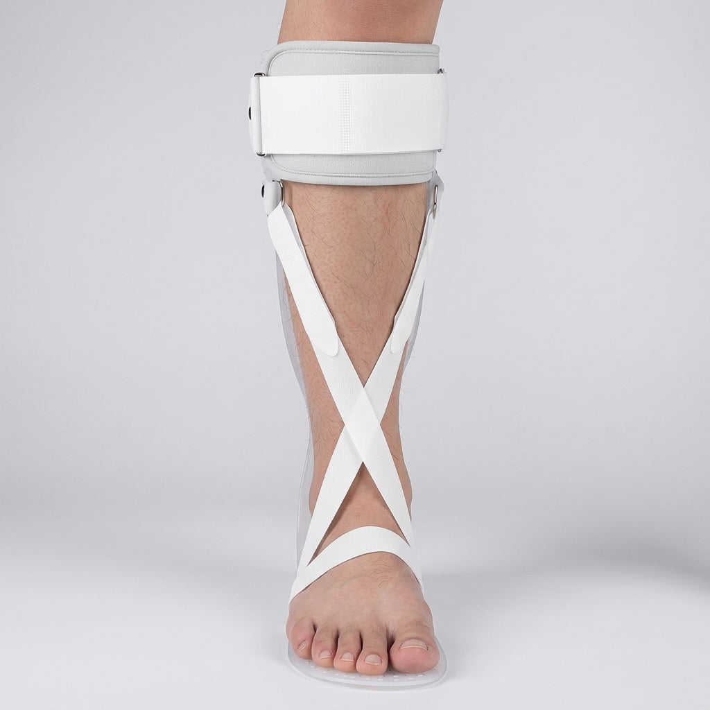 A person wearing the AFO foot ankle brace on the right foot.