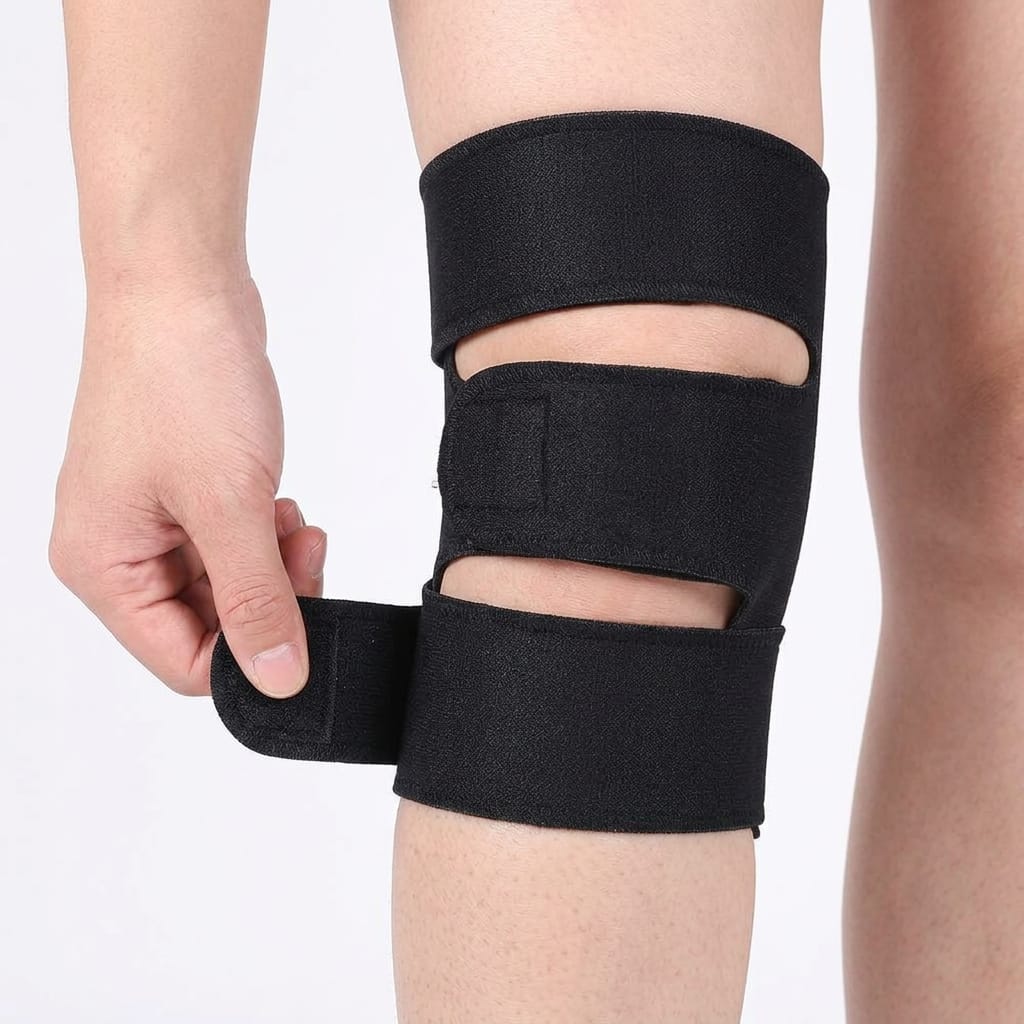 Adjustable fastening knee wrap pair