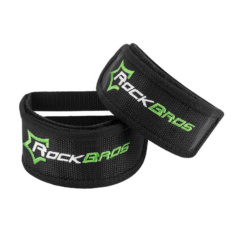 Black Bike Pedal Straps displaying their heavy-duty nylon weave and hook-and-loop closure structure.