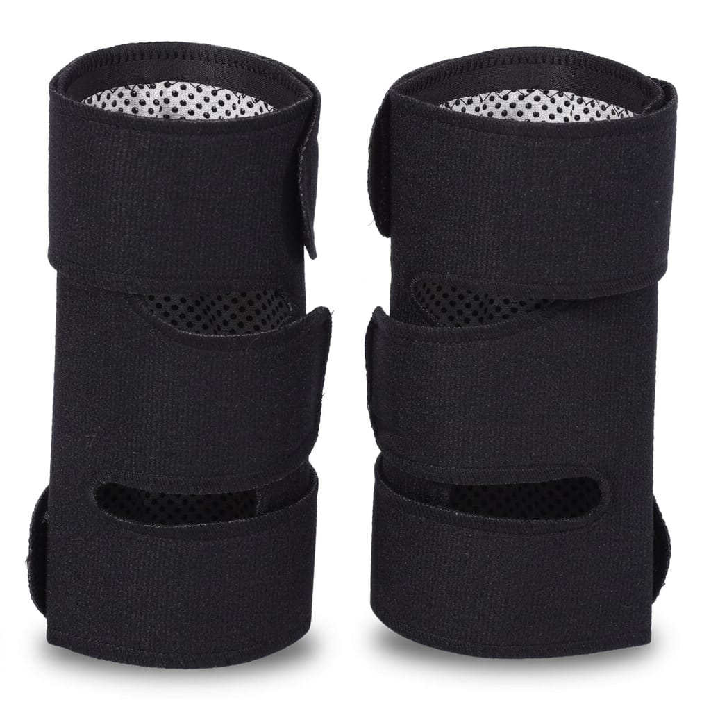 Black wraparound knee support braces