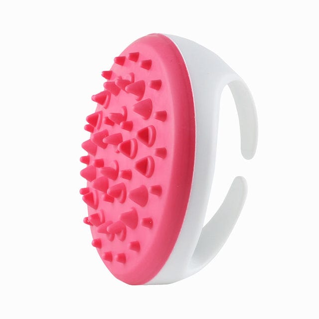Pink Exfoliating Body Brush displaying its textured massage nodule layout and white loop handle.