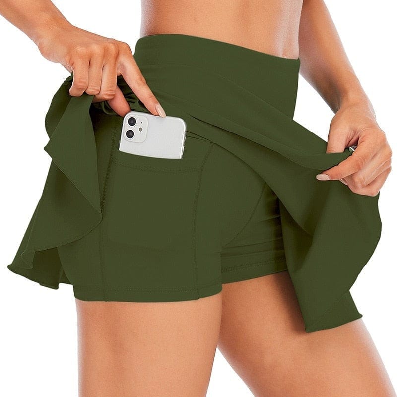 Green Tennis Skorts with Pockets