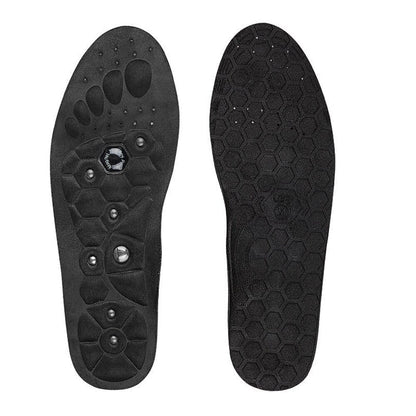 Top view of the black flannel Magnetic Insoles for Men & Women showing the raised acupressure nodes and embedded magnets.