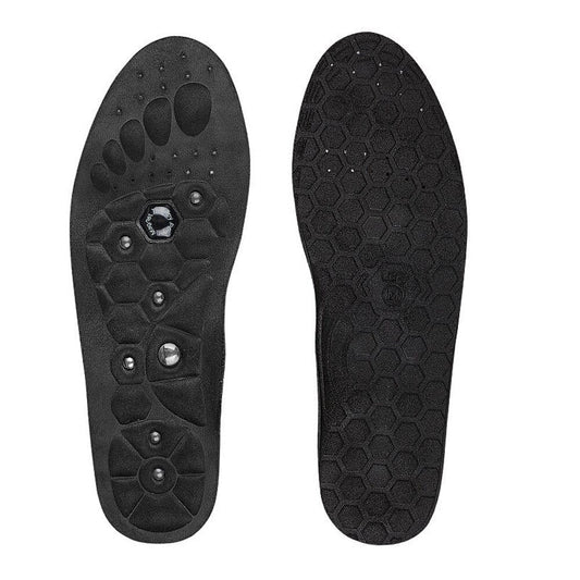 Top view of the black flannel Magnetic Insoles for Men & Women showing the raised acupressure nodes and embedded magnets.