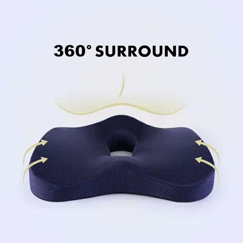 Blue Memory Foam Seat Cushion showcasing its premium woven surface