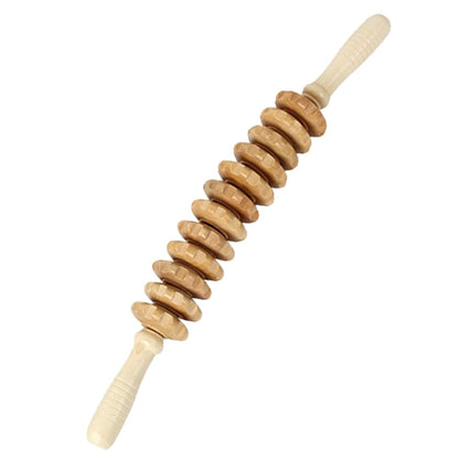 Wooden Curved Massager | Handheld Roller Stick | 12 Rollers Trigger Point