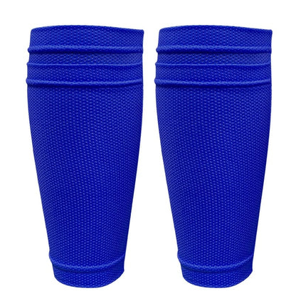 Symmetrical pair of black Shin Guard Sleeve options highlighting the contoured calf compression layout.