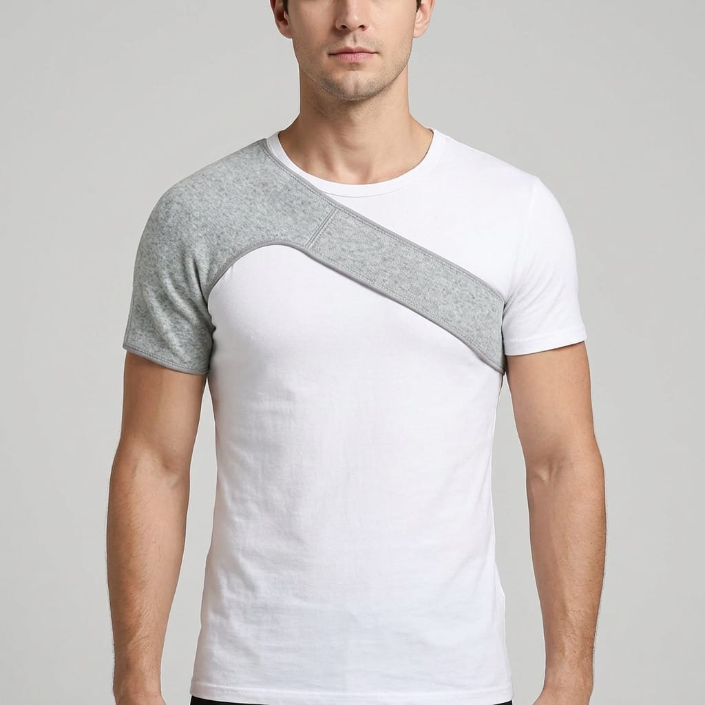 Single shoulder brace with chest strap