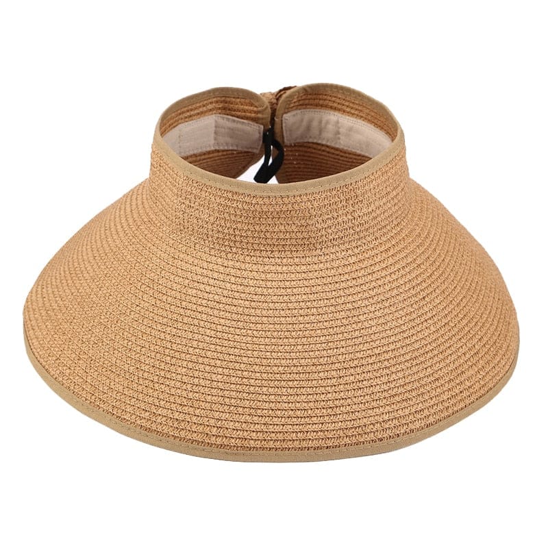 Beige Women's Sun Protection Hat with a wide-brim front profile on a clean background.
