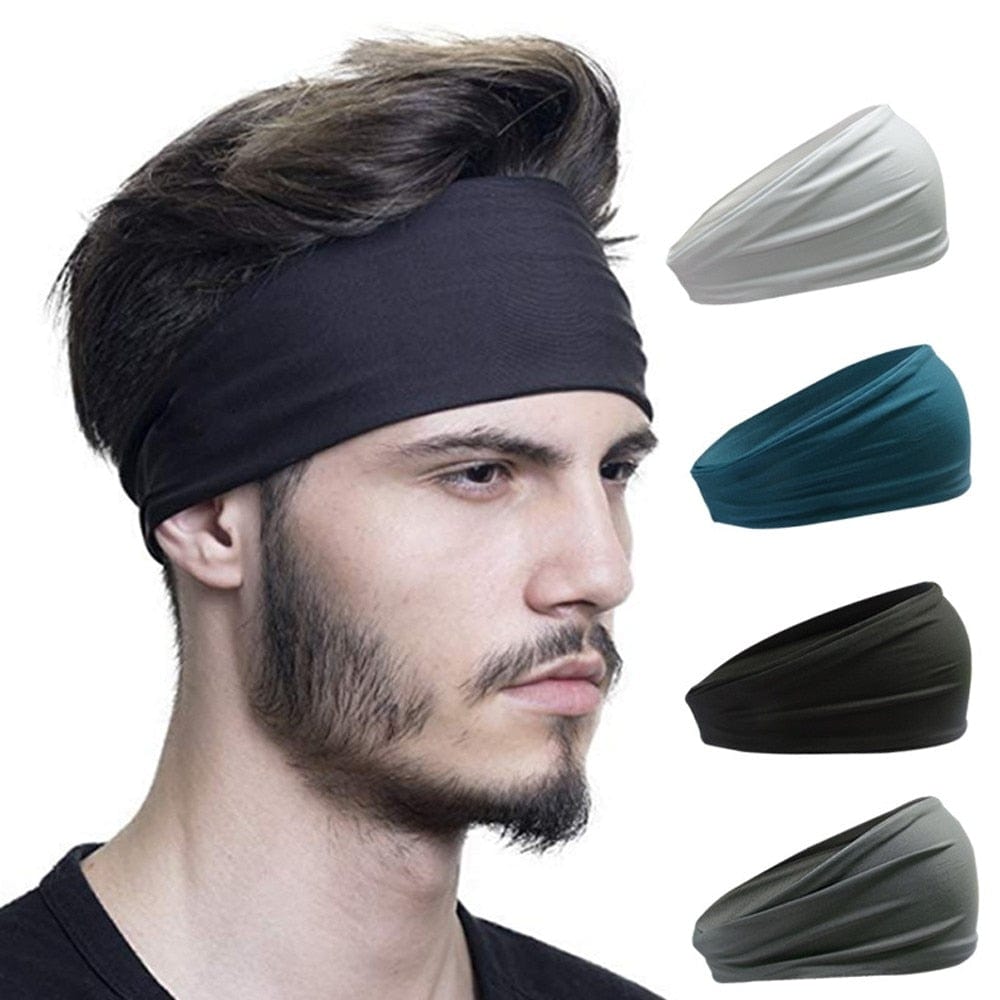 A group layout displaying the white, dark blue, and dark green athletic hair bands