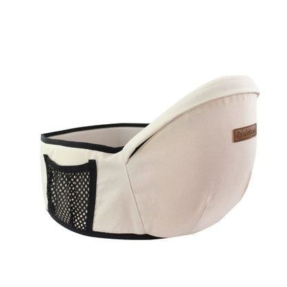 beige ergonomic infant hip carrier