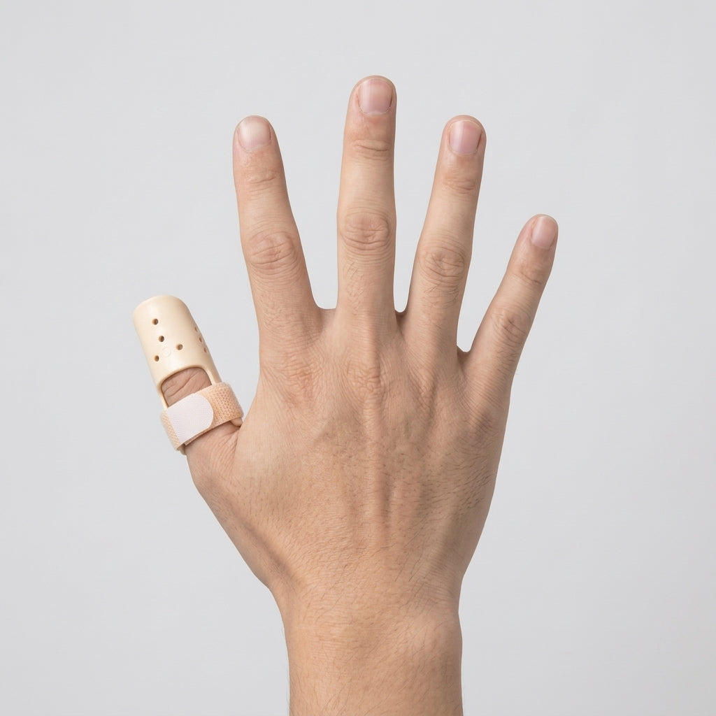 broken finger splint with adjustable strap for fracture recovery