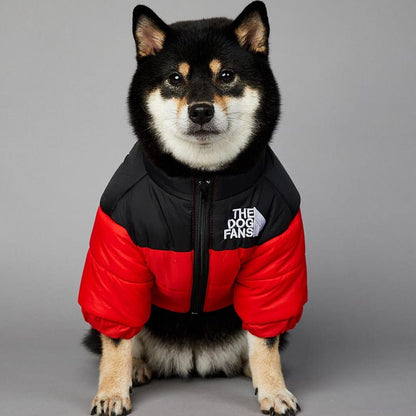 durable red cold weather dog jacket.