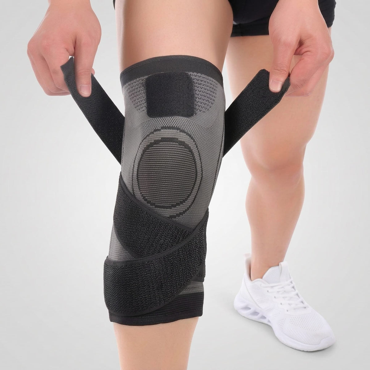 cross-wrap athletic knee support sleeve