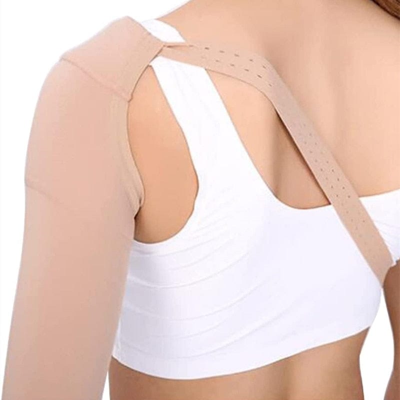 Detailed view of the seamless slip-on cuff edge on an edema compression support garment.