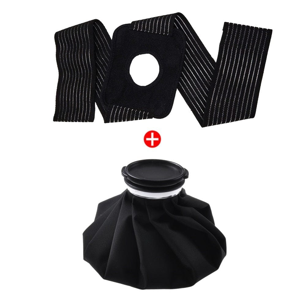 Detailed view of the puncture-resistant polyester fabric texture on a black ice bag.