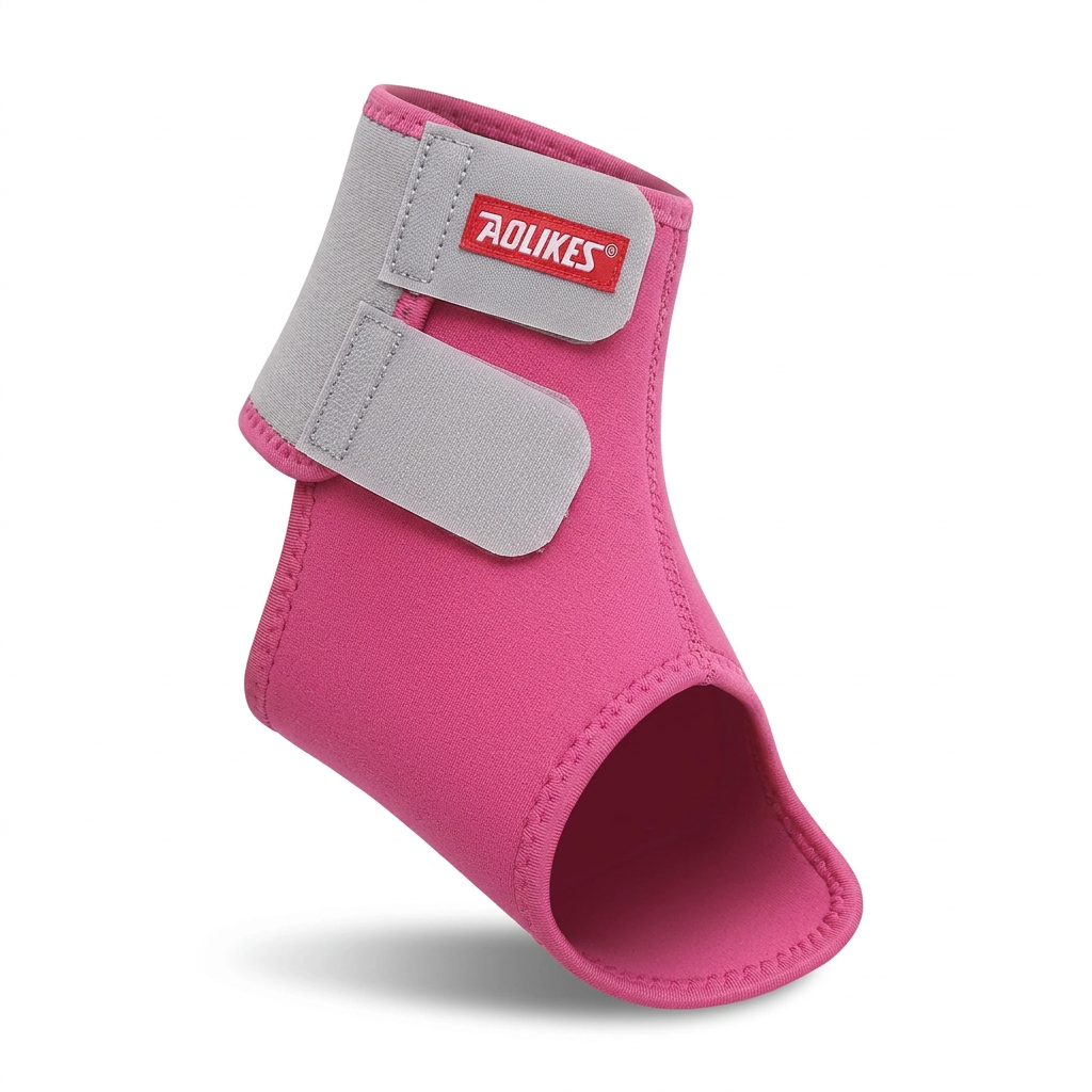 Rose kids ankle support shown without a model, with gray fastening tabs and open heel and toe sections.