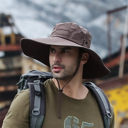 Close-up macro shot of the water-resistant nylon material on a men's boonie 