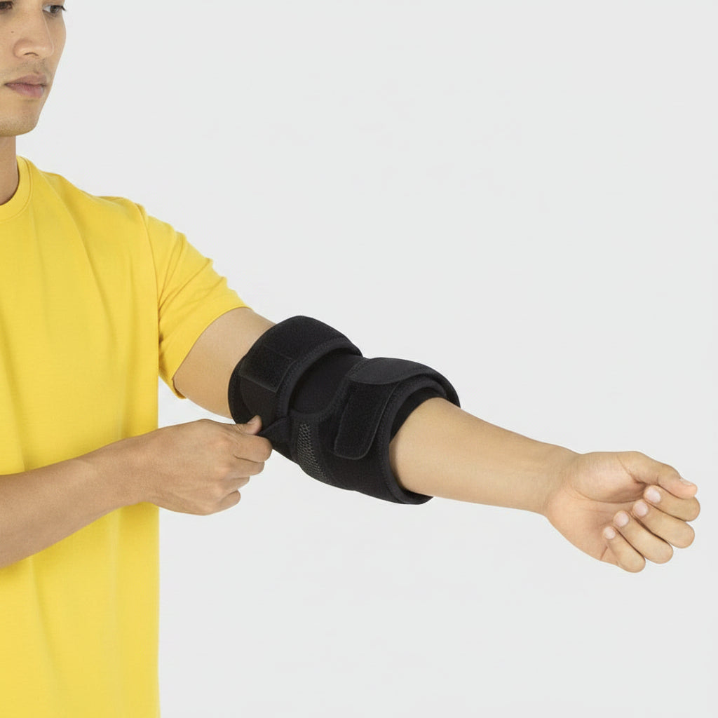 non-slip elbow brace with silicone ribbing