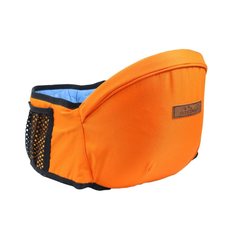 orange lumbar support toddler carrier.