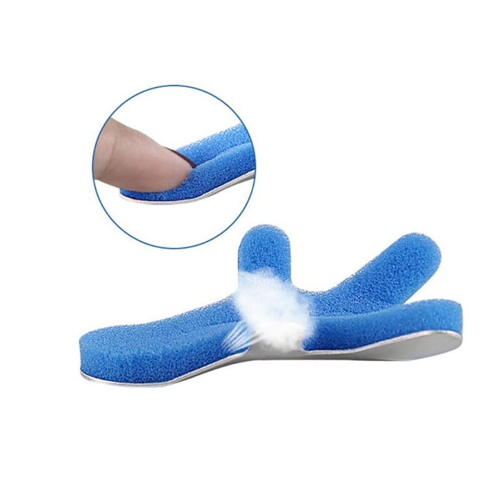 Close-up macro detail highlighting the plush sponge lining texture and reinforced double-stitching borders of a orthopedic finger fixed splint.