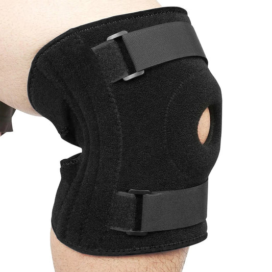 plus size knee brace on a person's knee with a white background