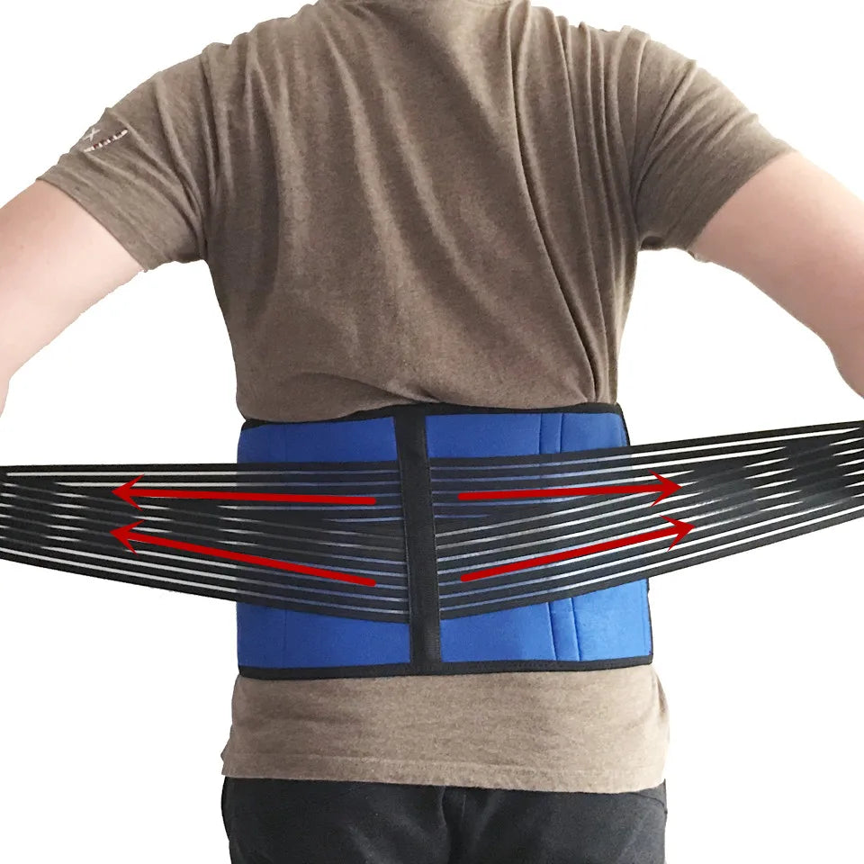 A person shown from the back wearing a plus size back brace.