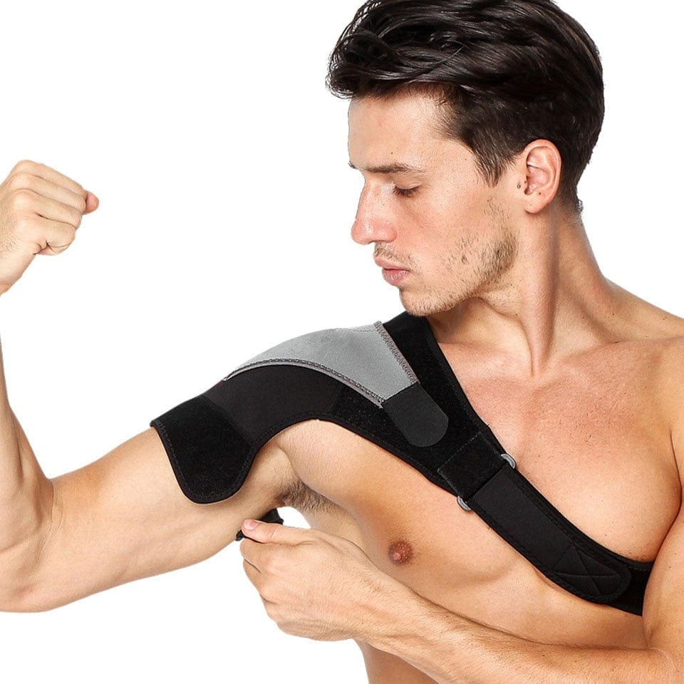 Detailed view of the moisture-wicking inner padding inside a shoulder stabilization wrap