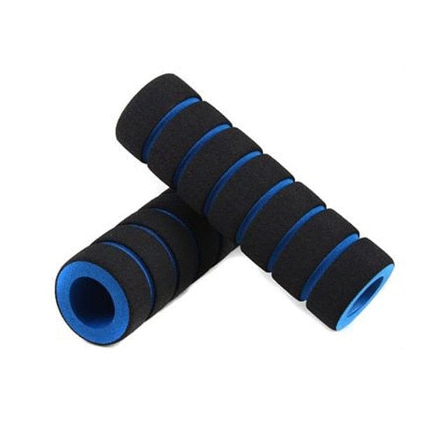 Blue and black universal fit handlebar wrap laid flat to highlight its lightweight construction.