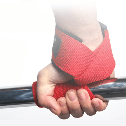 red weight lifting straps