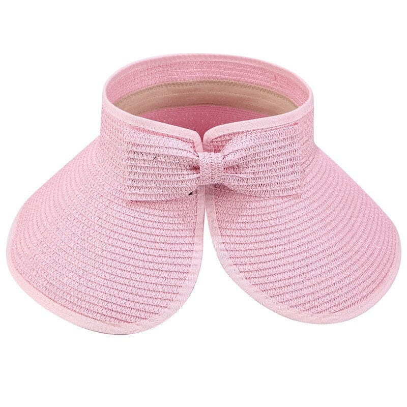 Rear view of a women sun visor highlighting the chic bowknot styling and adjustable open-back band.