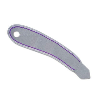 A close-up detail view of the double stitching boundaries and high-quality adjustable fasteners on a gray wrist protector.