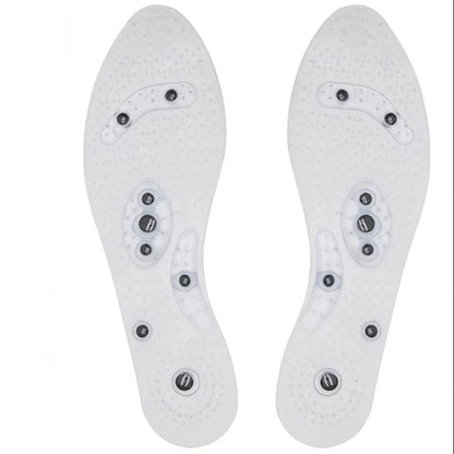 Clear profile layout of the clear silicone Magnetic Insoles | Therapy Insoles highlighting the embedded dark magnetic acupressure nodes.
