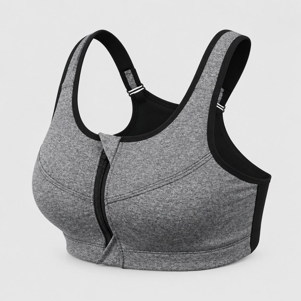 front zip high impact sports bra