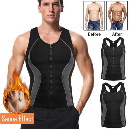 Neoprene Men Body Shaper | Promote Sweat Zipper Vest Waist Trainer