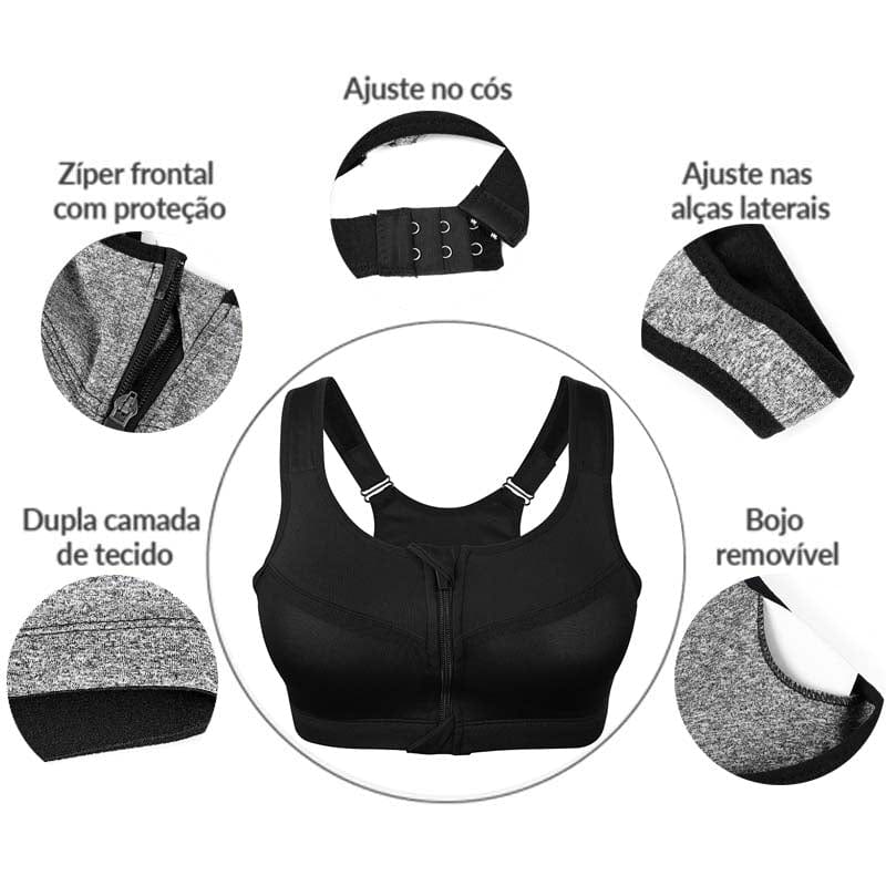 High Impact Sports Bra | Women Zipper Push Up Sports Bras