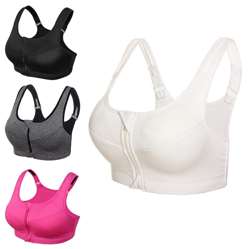 High Impact Sports Bra | Women Zipper Push Up Sports Bras