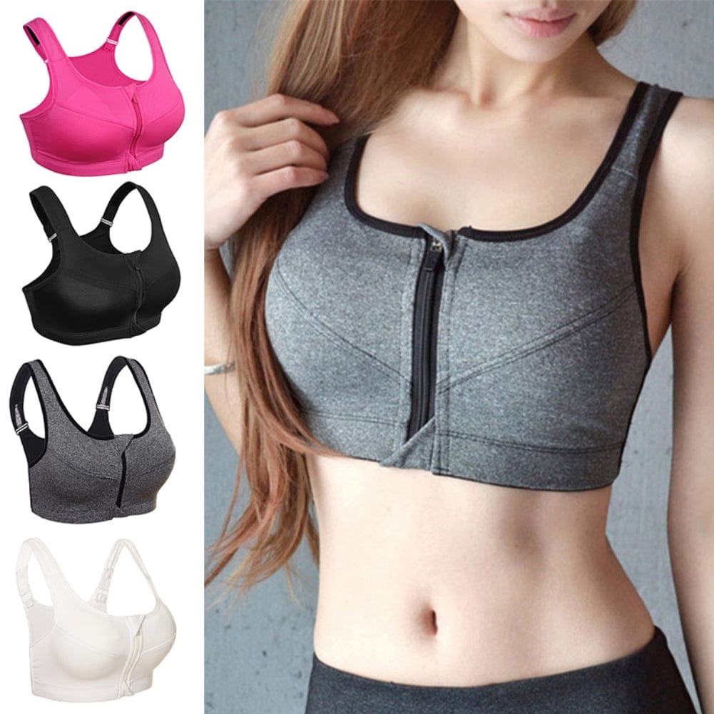 High Impact Sports Bra | Women Zipper Push Up Sports Bras