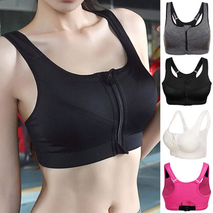 High Impact Sports Bra | Women Zipper Push Up Sports Bras