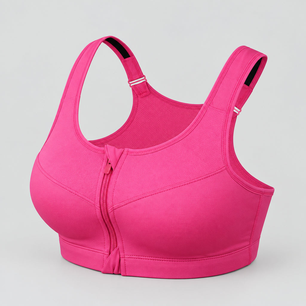 quick dry zip front sports bra