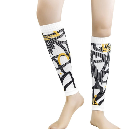 Close-up of the breathable moisture-wicking fabric matrix on a sports leg sleeve